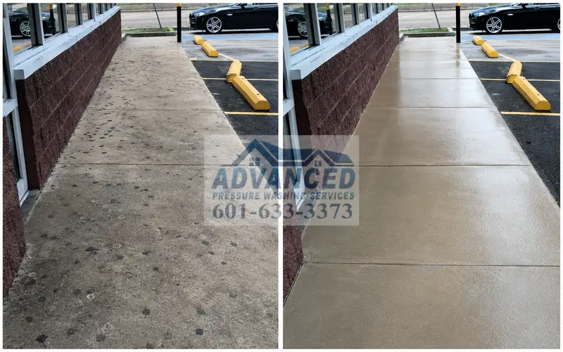 Chewing gum removal from restaurant sidewalk and commercial concrete in Jackson MS