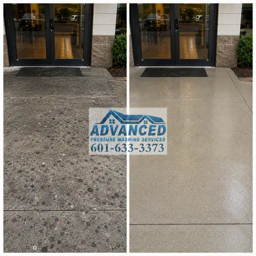 Before and after chewing gum removal from commercial concrete in Jackson MS
