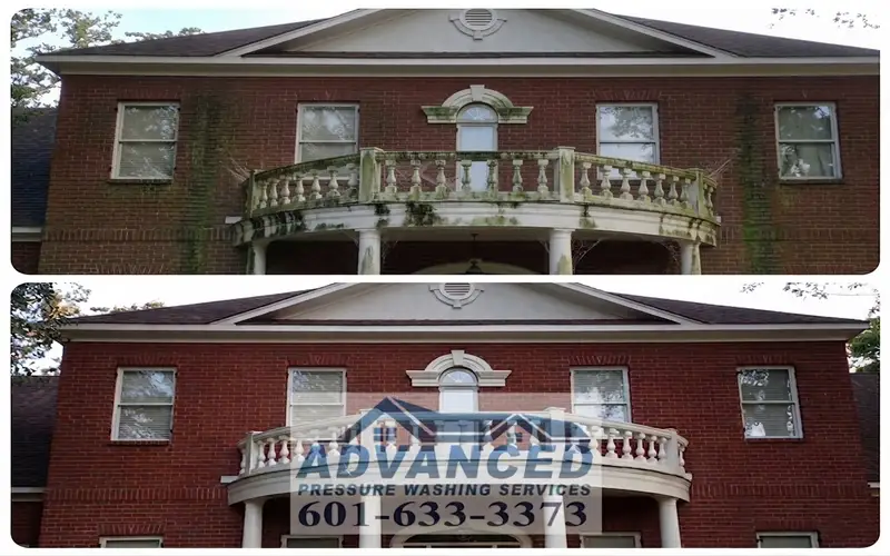 House washing service cleaning algae and dirt from a home exterior in Brandon MS