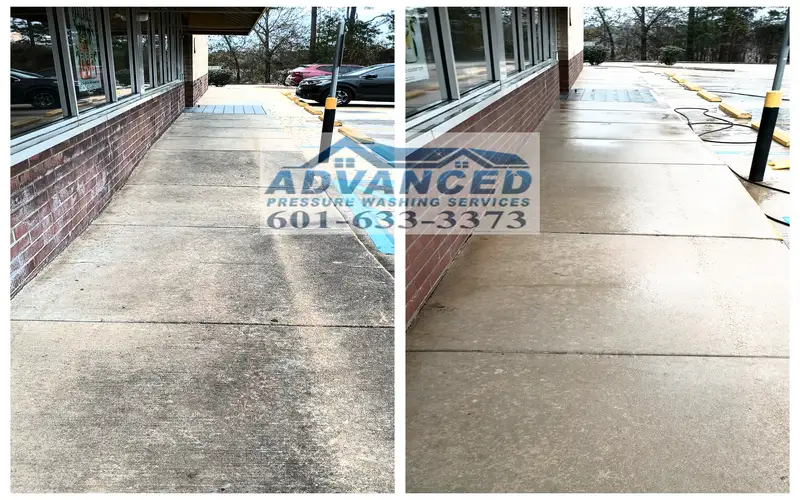 Shopping center storefront and walkway cleaning in Central Mississippi