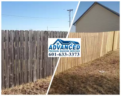 Wood fence pressure washing service by Advanced Pressure Washing Services llc 601-633-3373