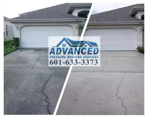 concrete driveway pressure washing before and after by advanced pressure washing services llc 601-633-3373