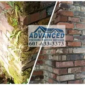 power washing a brick chimney in Jackson MS by advanced pressure washing services 601-633-3373